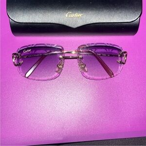 Cartier Purple Gradient Rimless Sunglasses